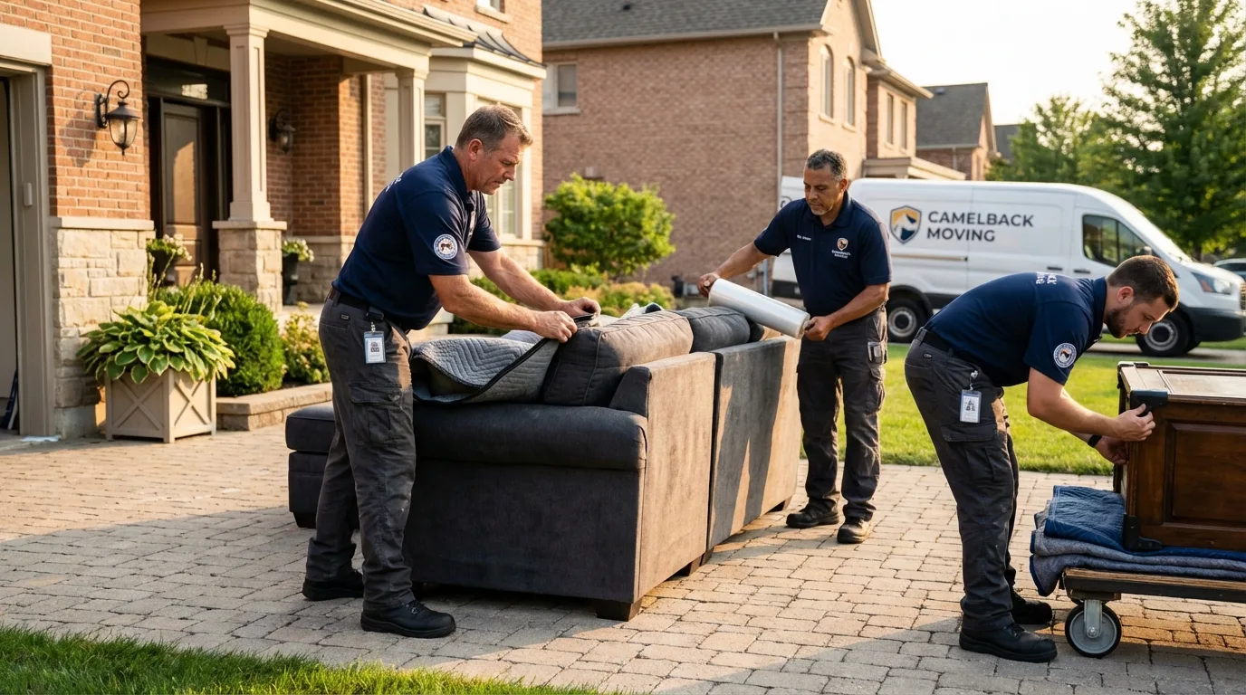 Large estate moving crew wrapping furniture in Gretna, LA