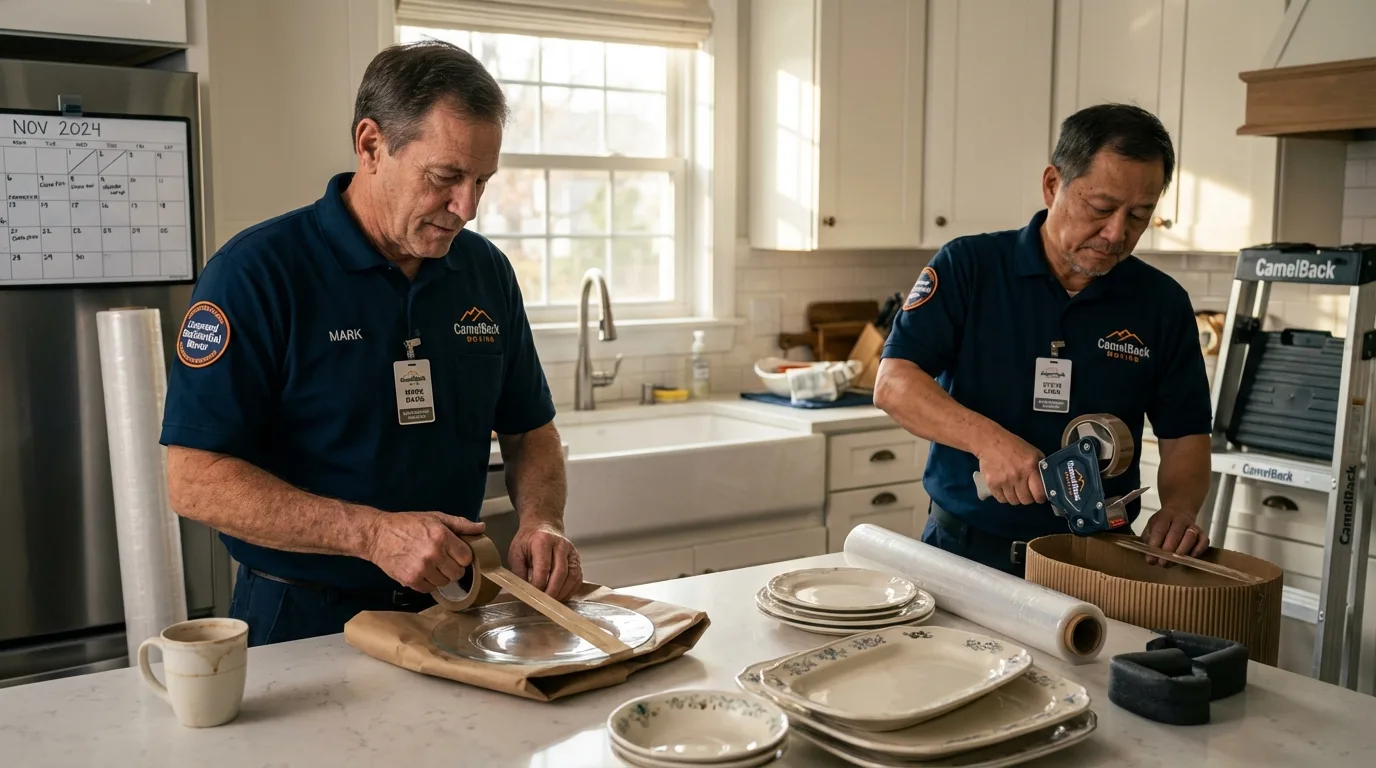 Professional crew packing kitchen dishware in Gretna, LA